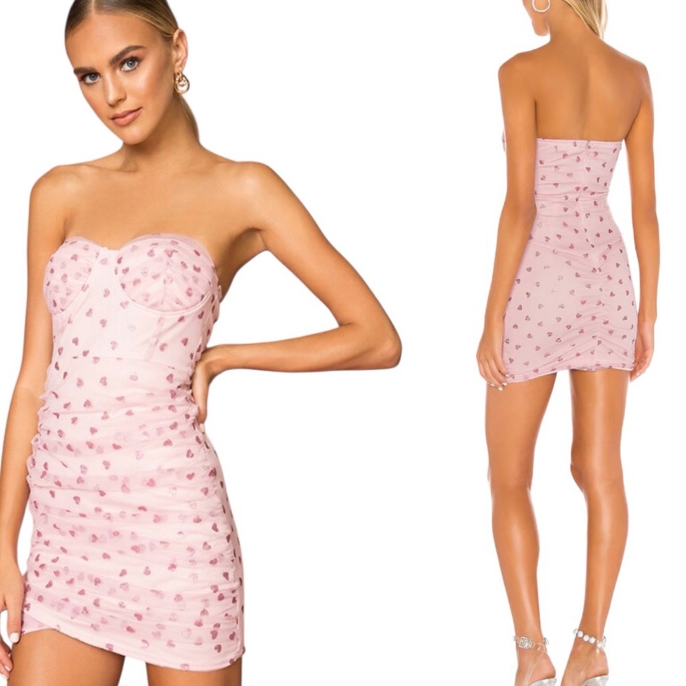 Superdown Fifi Mesh Glitter Heart Mini Dress